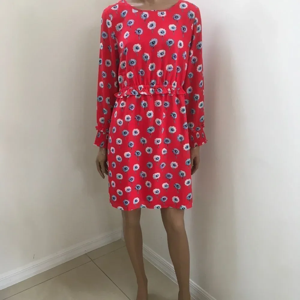 J. Crew floral ruffle long sleeves mini dress 8